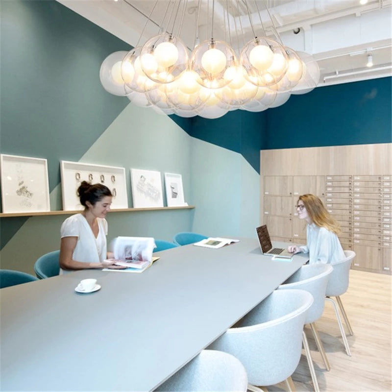suspension lumières led modernes en verre pour bar restaurant - vue 3 sur 13