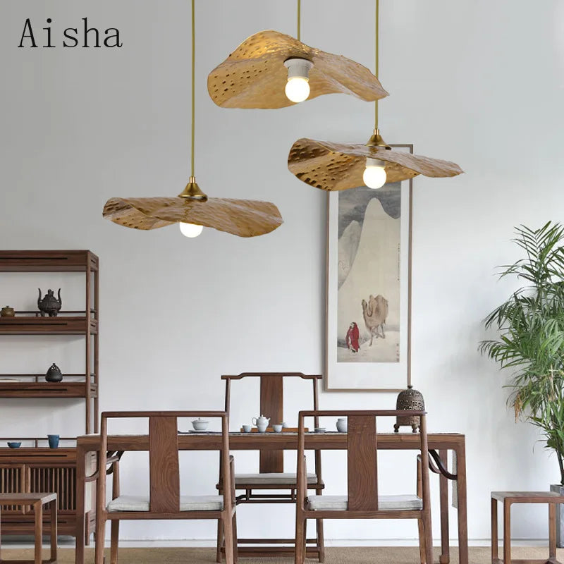 suspension créative en fer style chinois lotus pour décoration intérieure - vue 2 sur 7