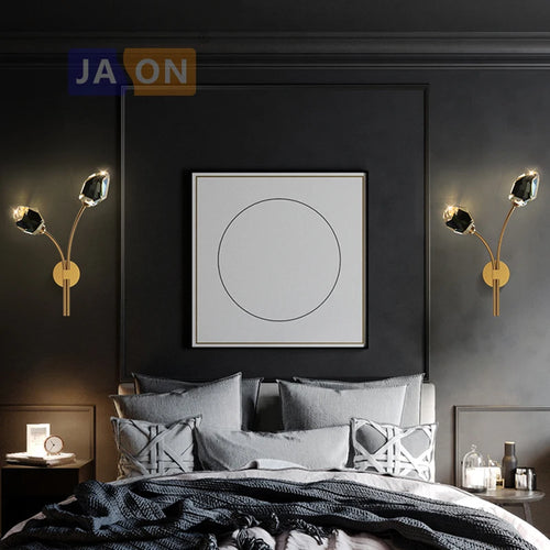 applique murale led postmoderne en cuivre et cristal - vue 4 sur 22