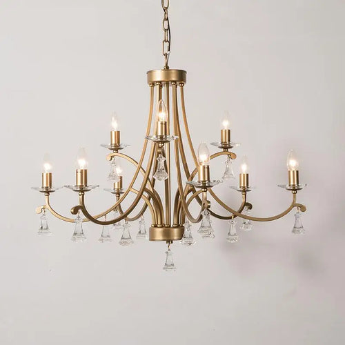 lustre en cristal doré éclairage moderne haut de gamme - vue 2 sur 10
