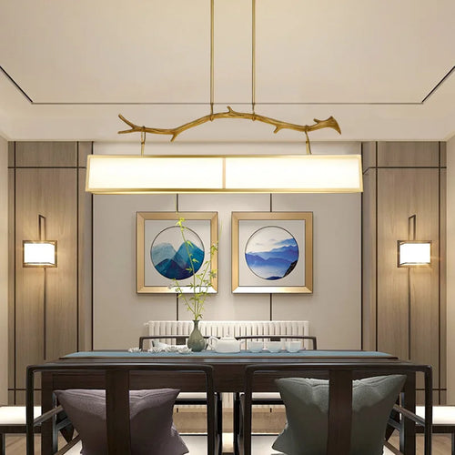 lustre moderne en cuivre design branche d'arbre décoratif intérieur - vue 7 sur 7