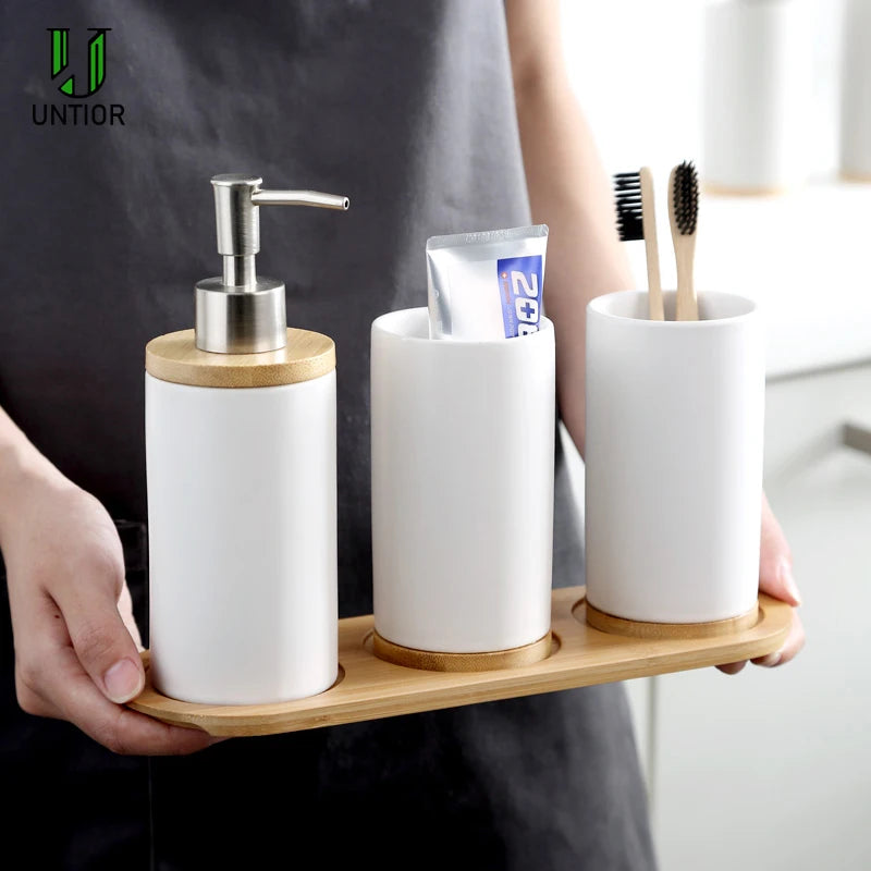 ensemble d'accessoires de salle de bain en céramique trois pièces design - vue 3 sur 21