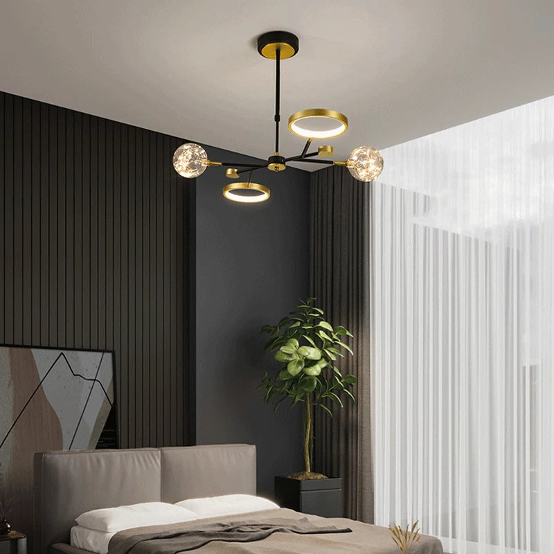 lustre nordique moderne en fer éclairage étoilé décoration créative - vue 6 sur 9