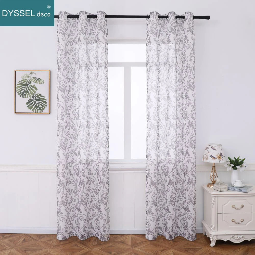 Voilage moderne imprimé floral style européen salon chambre - vue 2 sur 8