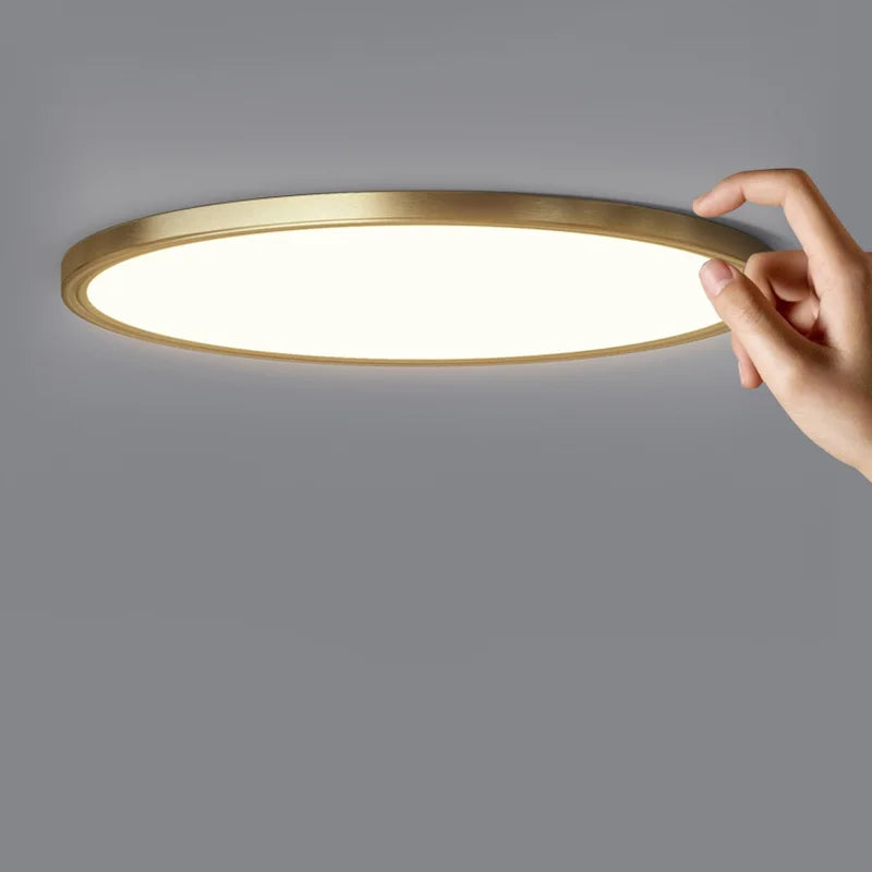 plafonnier led rond minimaliste en cuivre pour allée couloir - vue 6 sur 6