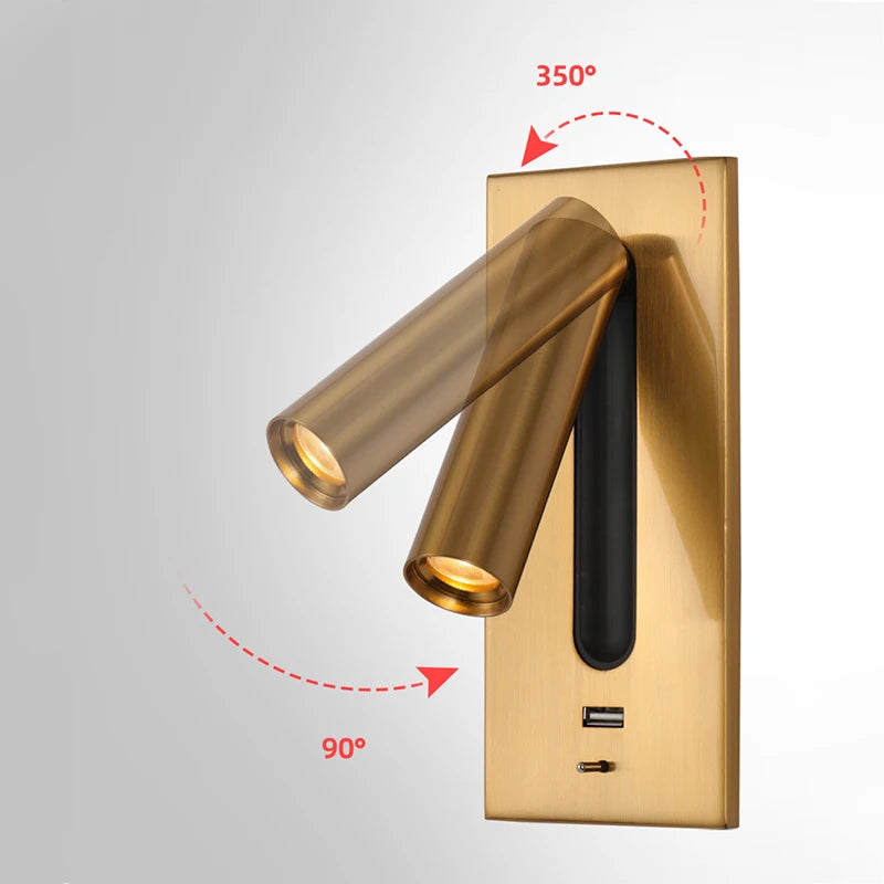 applique murale led multifonction avec chargeur usb intégré - vue 4 sur 14