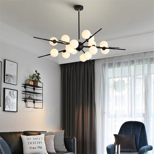 lustre led moderne en verre boule nordique pour bar café - vue 5 sur 10