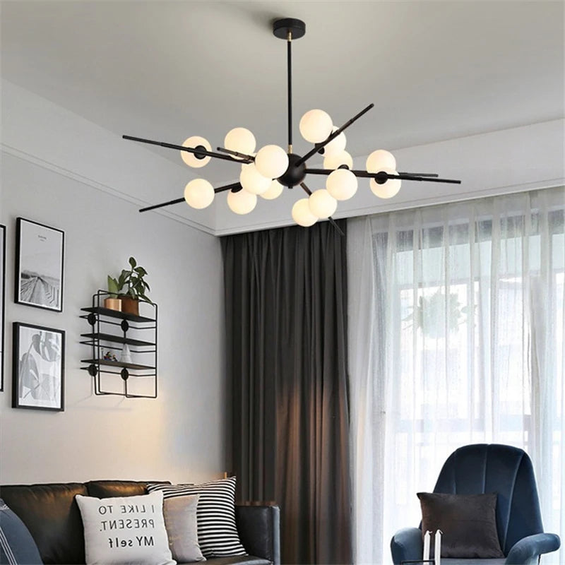 lustre led moderne en verre boule nordique pour bar café - vue 4 sur 10