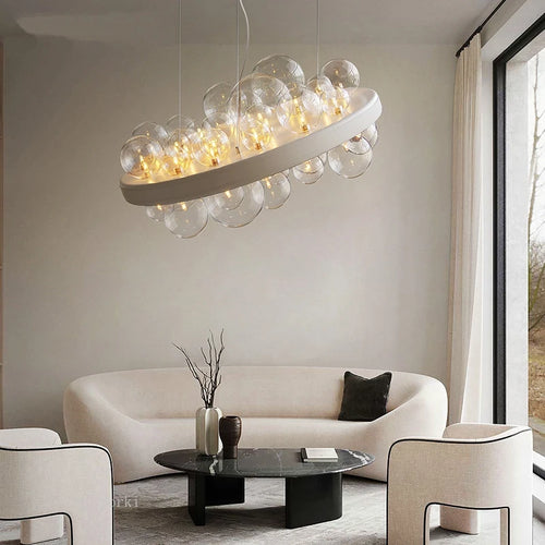 lustre en verre transparent design moderne pour décoration intérieure - vue 3 sur 8