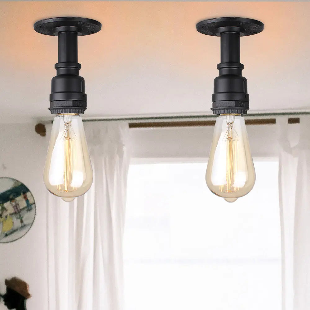 Plafonniers à tuyaux rétro Vintage E27 Loft plafonnier monté en Surface luminaires lampes à tuyaux en fer industriel - vue 10 sur 10