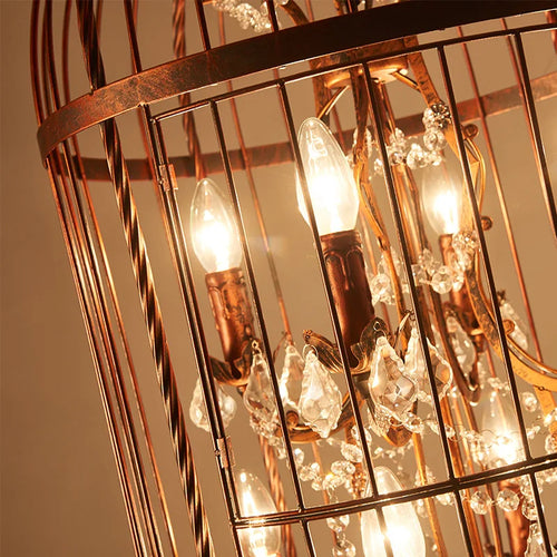 lustre cage oiseau en cristal vintage pour bar restaurant - vue 7 sur 7
