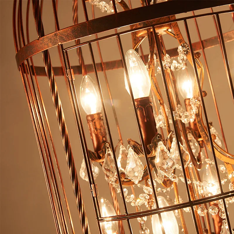 lustre cage oiseau en cristal vintage pour bar restaurant - vue 6 sur 7