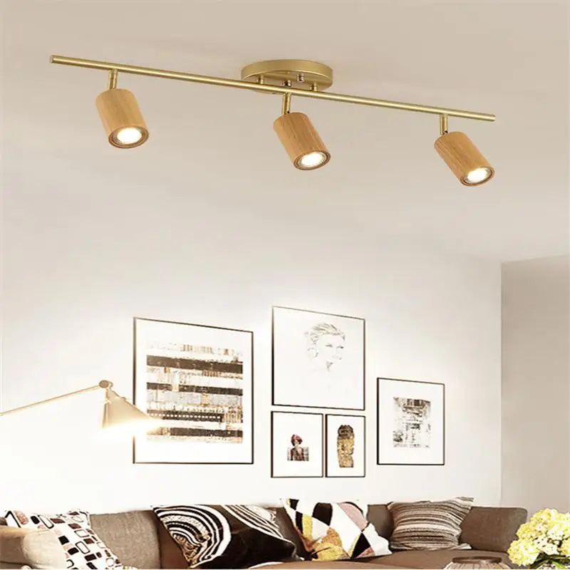 lampe led en bois moderne montée en surface avec plusieurs têtes - vue 5 sur 14