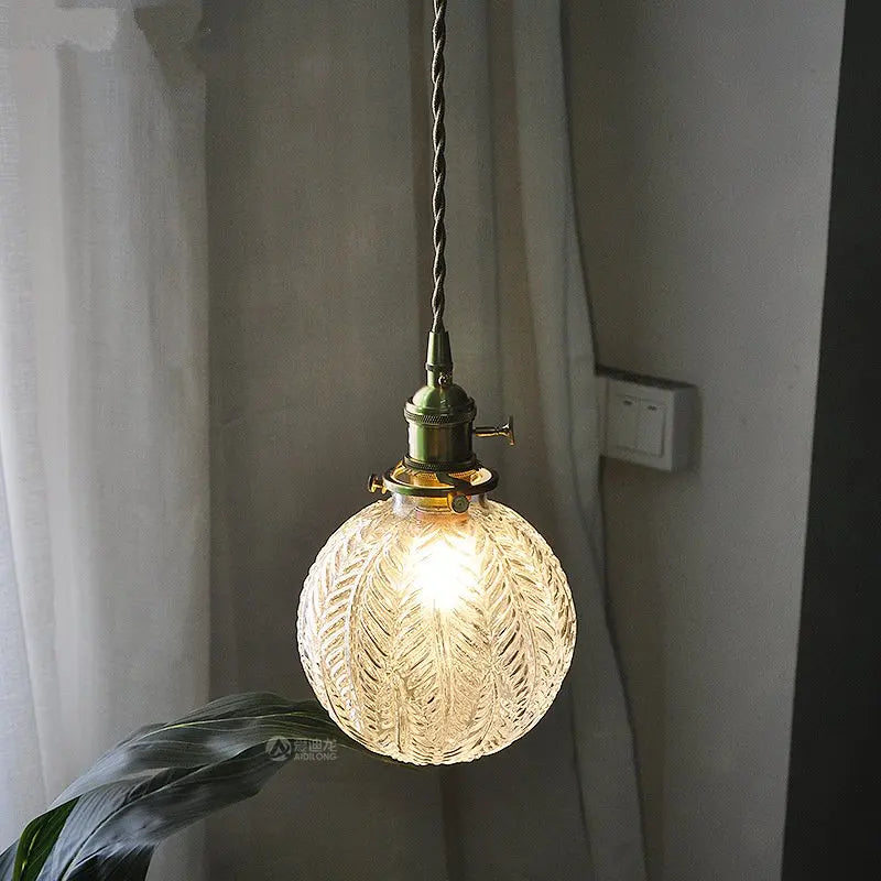 suspension rétro en verre et cuivre style nordique décoratif - vue 3 sur 7