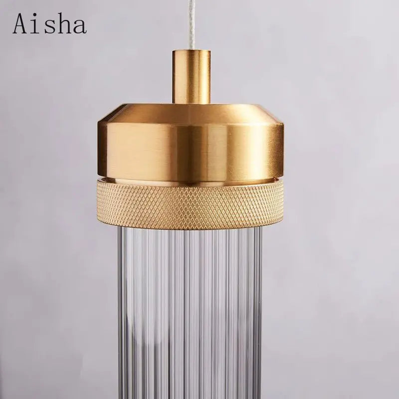 suspension en verre rayé design nordique créatif pour éclairage moderne - vue 6 sur 9