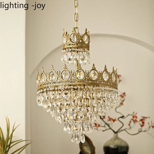 lustre couronne moderne en cristaux luminaire décoratif d'intérieur - vue 2 sur 15