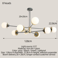 lustre moderne boule de verre pour éclairage intérieur décoratif