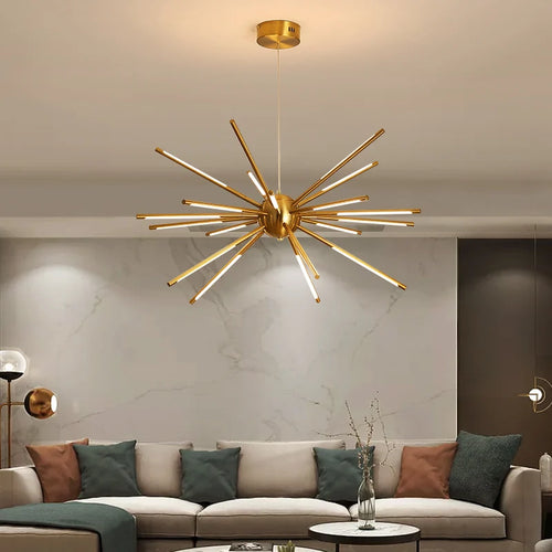 lustre vintage design spoutnik à branches en fer - vue 2 sur 13