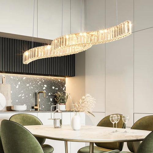 lustre led en bande de cristal design moderne simple et créatif - vue 5 sur 8