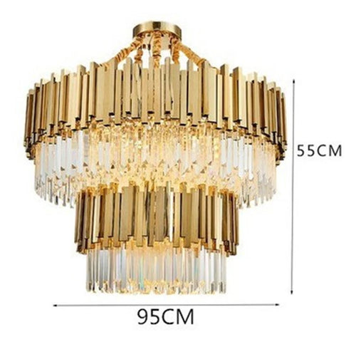 lustre moderne en cristal avec grande suspension à led - vue 9 sur 15