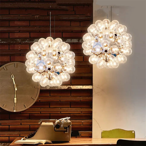 Lustre design Nordique Taraxacum bulles lumières verre miroir boule cuisine salon salle à manger bar décor - vue 3 sur 9
