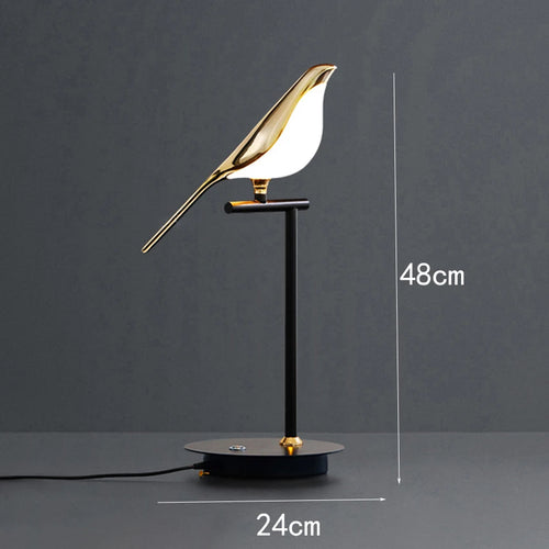 design lampe de table LED placage postmoderne or oiseau alliage acrylique lampe de bureau pour chambre étude salle salon lampadaire - vue 9 sur 10