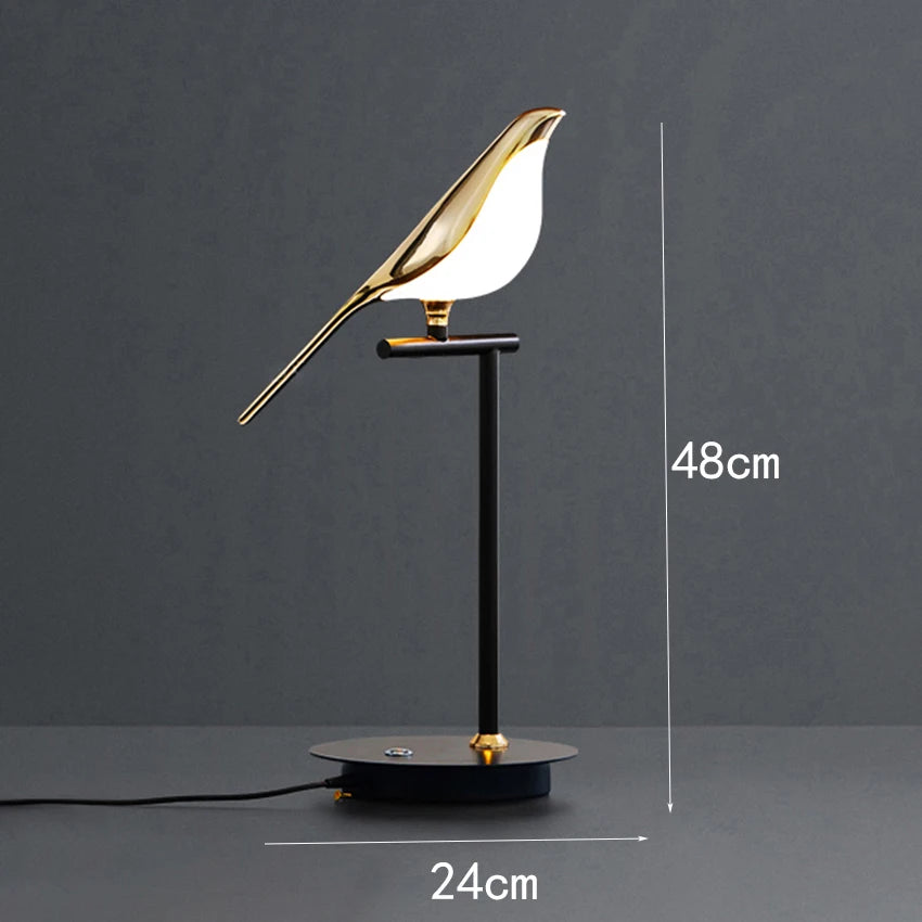design lampe de table LED placage postmoderne or oiseau alliage acrylique lampe de bureau pour chambre étude salle salon lampadaire - vue 8 sur 10