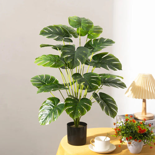 arbre tropical artificiel avec grandes feuilles de monstera décoratif - vue 3 sur 7