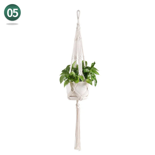 panier suspendu en macramé pour plantes artisanales décoration intérieure - vue 17 sur 18