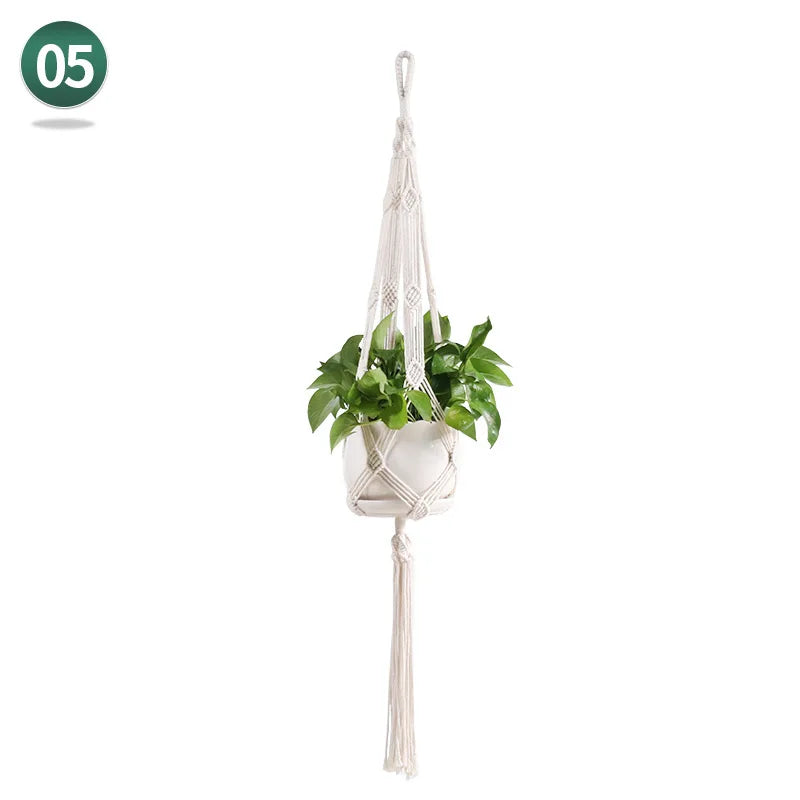 panier suspendu en macramé pour plantes artisanales décoration intérieure - vue 17 sur 18