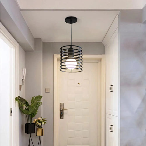Retro Iron Cage Pendant Ceiling light Multi-Layer Round Surround Body, E27 220V Output Support Vintage Hanging Lamp - vue 3 sur 6