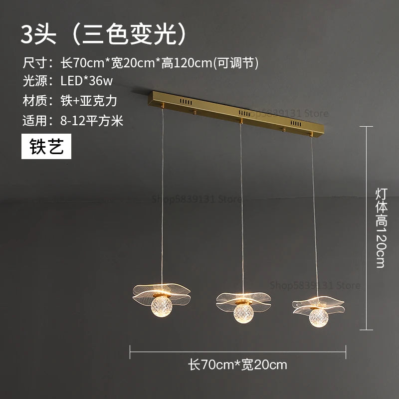 lustre moderne en acrylique et cuivre led feuille de lotus - vue 17 sur 18