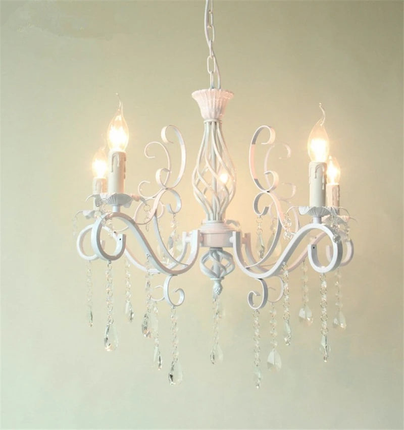 lustre vintage en fer forgé avec cristaux pour décoration intérieure