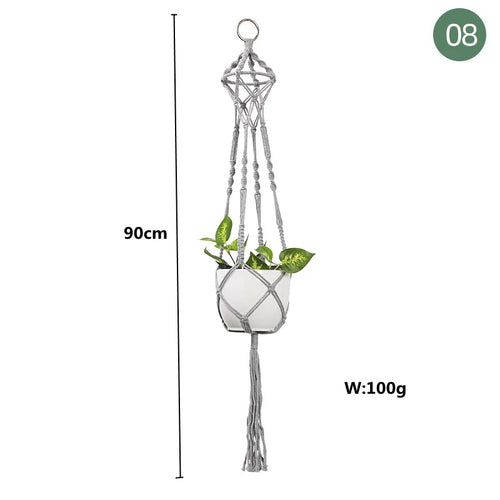 paniers suspendus en macramé pour plantes et décoration - vue 17 sur 30