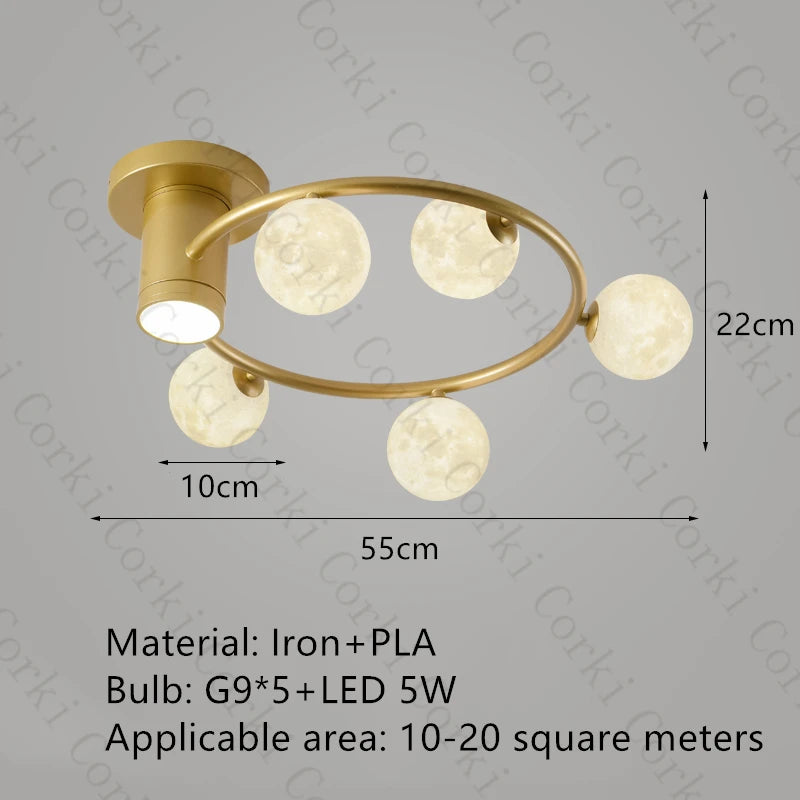 plafonnier design en métal noir doré boule blanche pour intérieur moderne - vue 8 sur 18