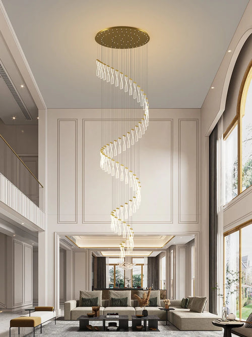 lampe longue moderne design spirale pour intérieur hôtel et hall - vue 3 sur 10