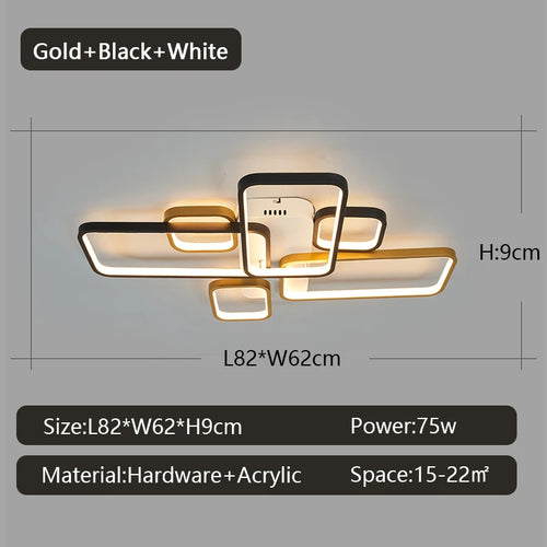 lustre moderne noir et or avec télécommande à intensité variable - vue 9 sur 8
