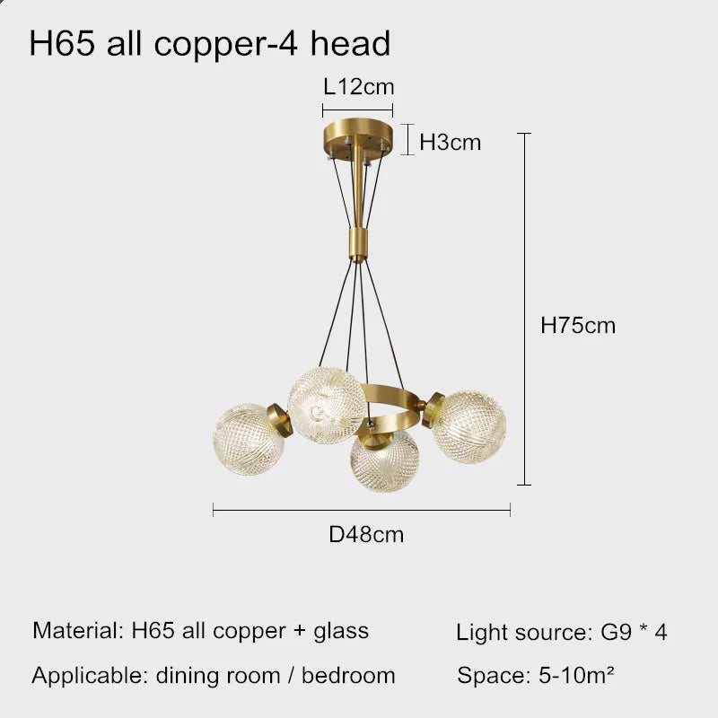 lustre en cuivre design nordique simple et élégant - vue 10 sur 10