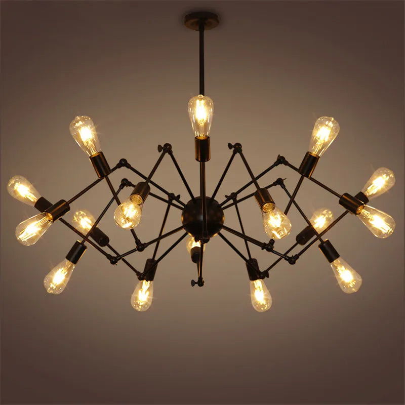 Lustre araignée industriel Vintage réglable en fer - vue 3 sur 12
