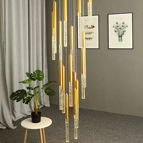 lustre moderne de luxe en cristal pour villa duplex nordique - vue 3 sur 14