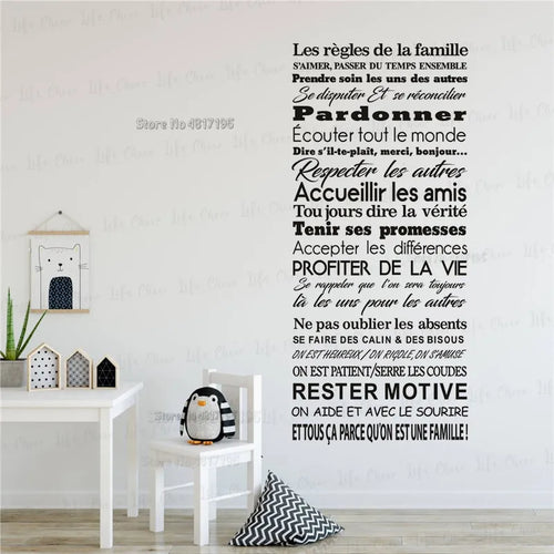 autocollant mural vinyle avec citation règles de la famille décoration intérieure - vue 3 sur 6