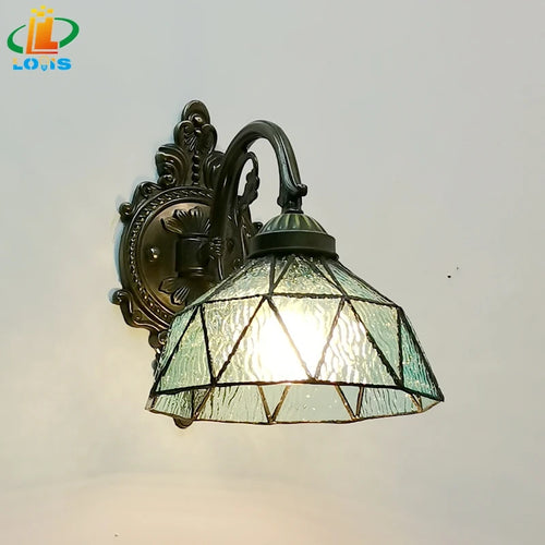 applique murale style tiffany en verre lumineux décoratif - vue 5 sur 6