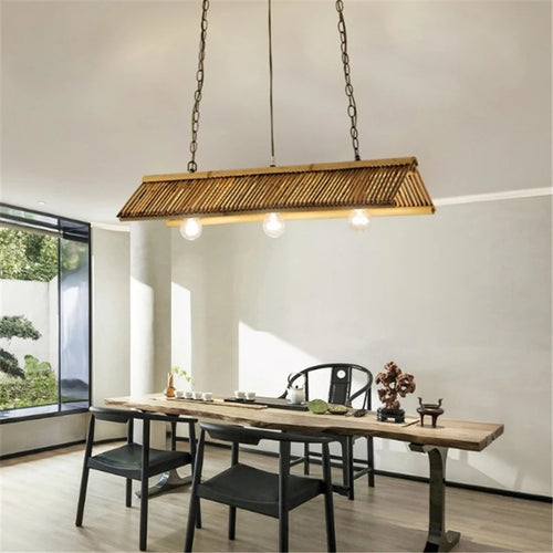 lustre en bambou vintage pour café bar et restaurant - vue 2 sur 9