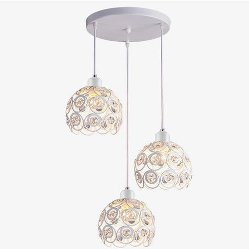 Modern Ceiling Light Chandelier Metal Crystal Shade E27, Pendant Lighting for Living Dining Room Bedroom Cafe Bar Black White - vue 4 sur 12
