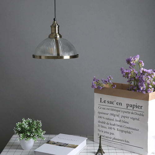 lampe suspendue vintage en verre transparent pour ambiance nostalgique - vue 3 sur 7