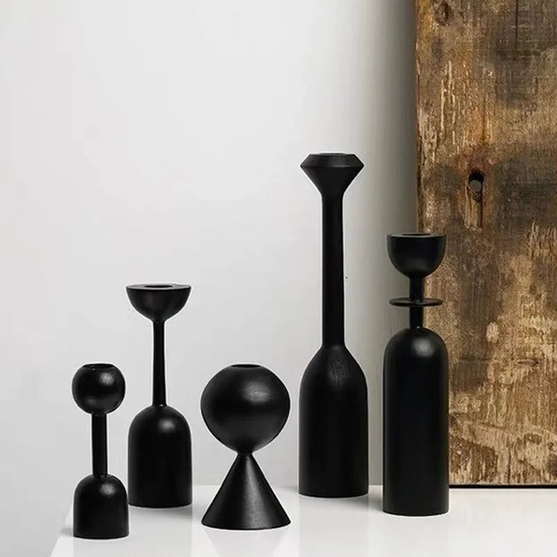 bougeoir en bois massif style minimaliste nordique décoratif créatif