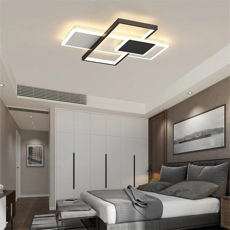 plafonnier à cadre carré moderne avec lumières led - vue 4 sur 12