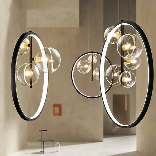 suspension en métal noir avec cordon réglable pour éclairage intérieur - vue 2 sur 25