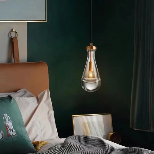 lustre moderne simple en verre de cuivre de luxe à tête unique - vue 4 sur 7