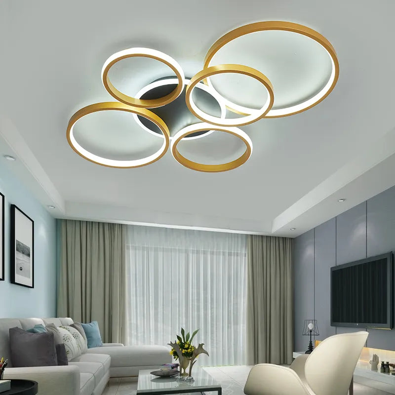 NEO Gleam moderne plafond lustre lumières pour salon étude chambre AC85-265V noir/or couleur led lustre luminaires - vue 4 sur 11